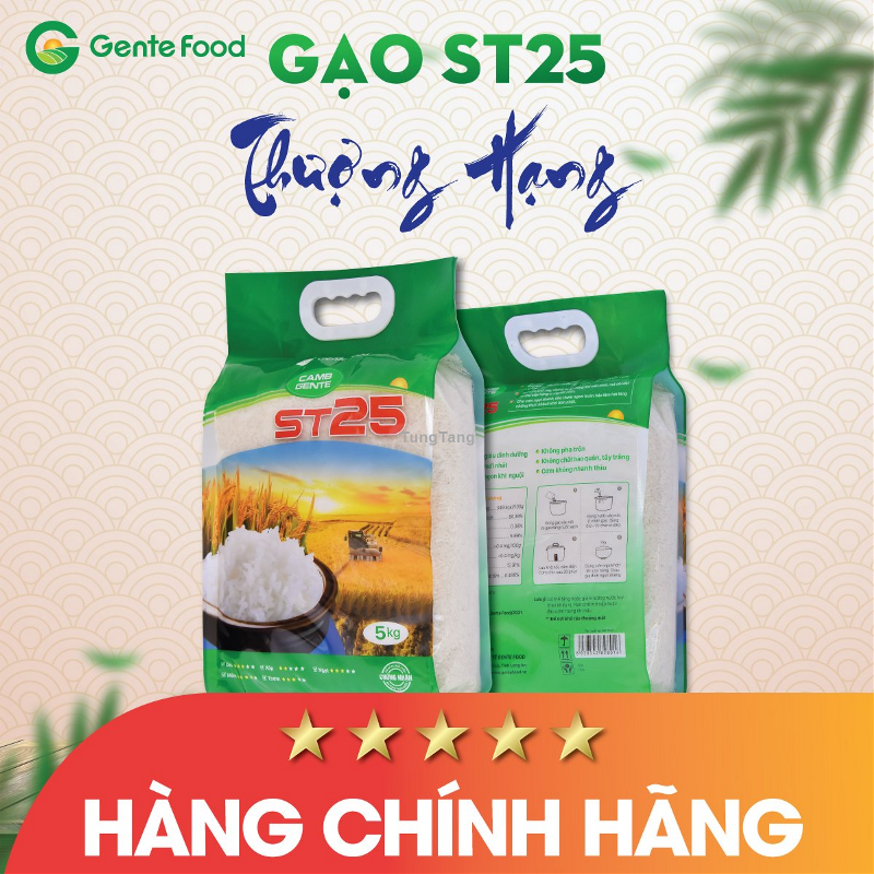 Giảm 15% + Mua 2 tặng 1 + freeship khi mua Gạo ST25 chính hãng Gente Food - Tung Tăng