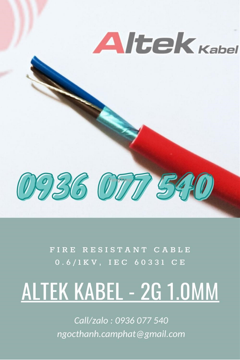 Cáp chống cháy chống nhiễu Altek Kabel 2x1.0 MM2 - Fire resistant cable - Tung Tăng