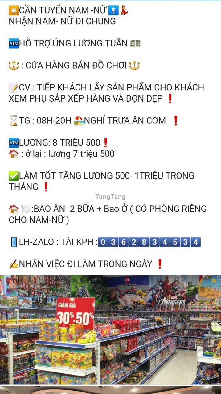 TUYỂN LAO ĐỘNG PHỔ THÔNG BAO ĂN Ở - Tung Tăng