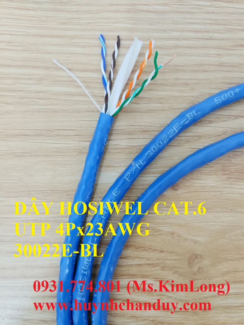Cáp mạng LAN Cat.6E UTP 4P x 23AWG Hosiwell - Tung Tăng