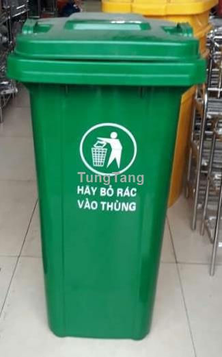 Thùng rác 120lit màu xanh lá đựng rác thải sinh hoạt - Tung Tăng
