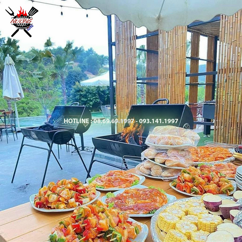 HCM : Bếp nướng than hoa tiệc ngoài trời cho resort, villa Barrell Grill - Tung Tăng