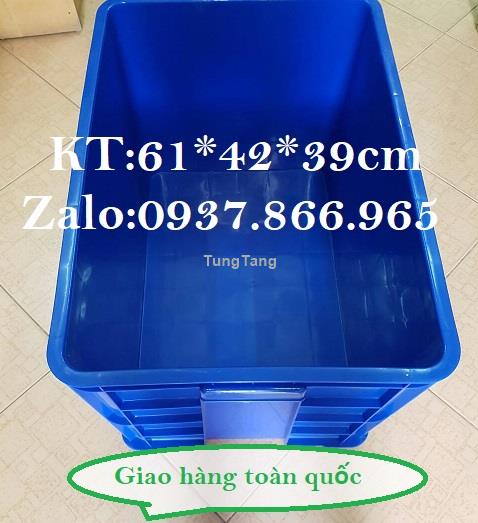 Sóng bít 3T9, thùng nhựa HS026, thùng nhựa dúng trong phân xưởng, thùng nhựa công nghiệp màu xanh